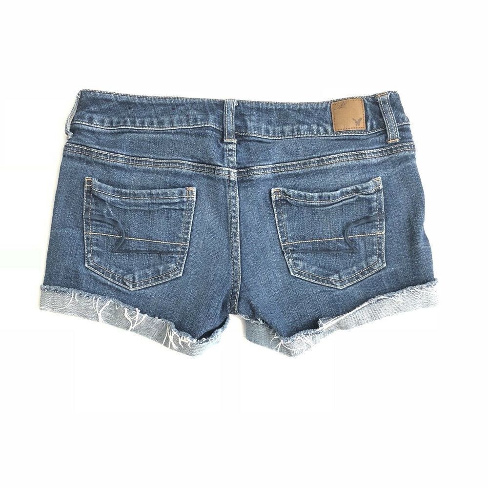 American Eagle Jean Shorts Frayed Rolled Hem Women's 4